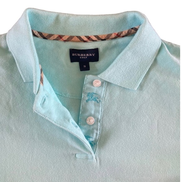 Burberry Golf Vintage Polo Shirt Top Women’s Long Sleeve Aqua Blue - Picture 11 of 12